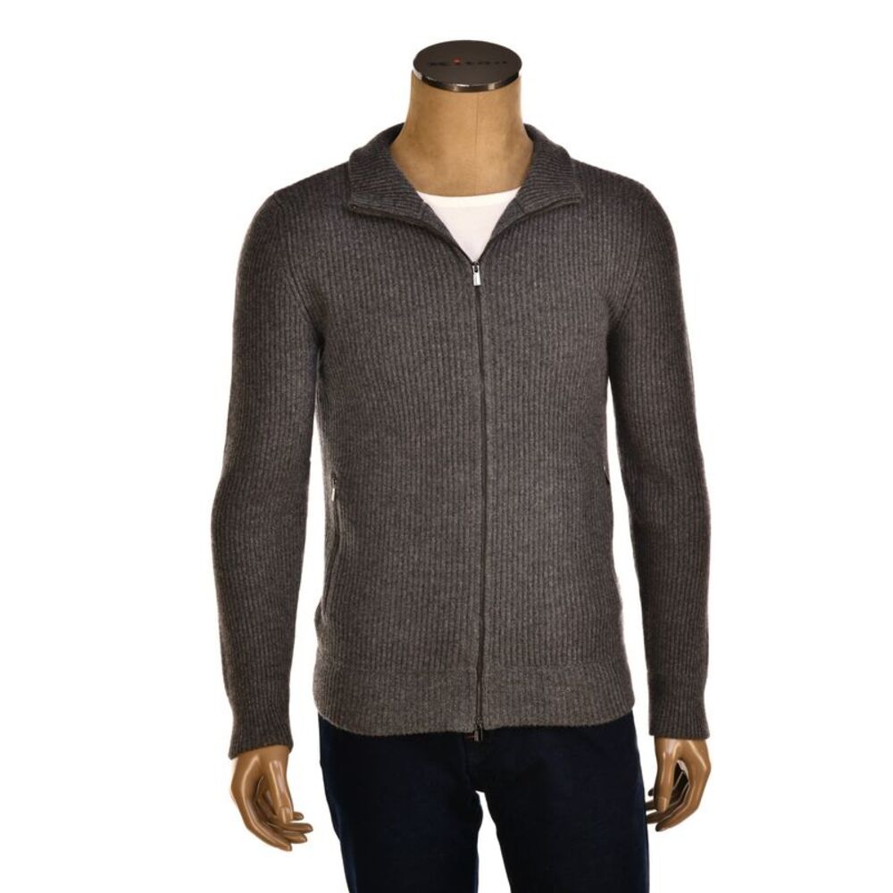 Manrico Cashmere Mockneck Ribbed Zip-Up Sweater